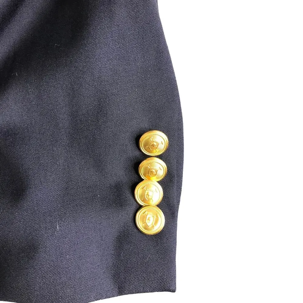 Lauren‎ by Ralph Lauren Blazer Mens 40S Blue Wool Gold Button Front Coat Jacket